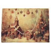 独自のクリスマスビレッジ抱き枕の作成 ラージペーパーバッグ (正面)