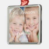 独自のクリスマスファミリー写真テンプレートの作成 メタルオーナメント (左)