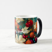 独自のクリスマスフラワーとベリーを作成 モーフィングマグカップ (正面右)