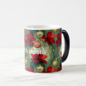 独自のクリスマスフラワーとベリーを作成 モーフィングマグカップ (正面右)