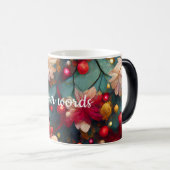 独自のクリスマスフラワーとベリーを作成 モーフィングマグカップ (正面右)