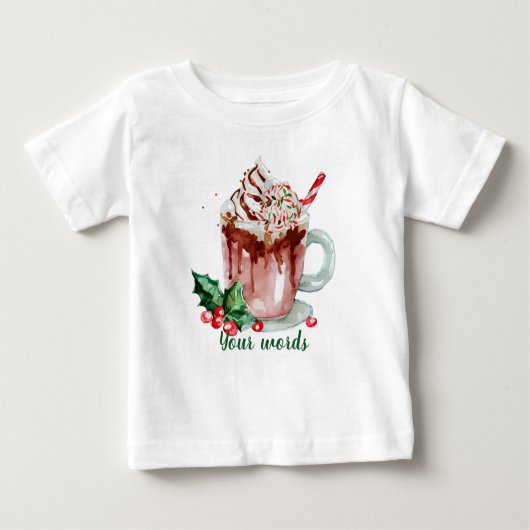 独自のクリスマスペパーミントホットチョコレートを作成 ベビーTシャツ (正面)