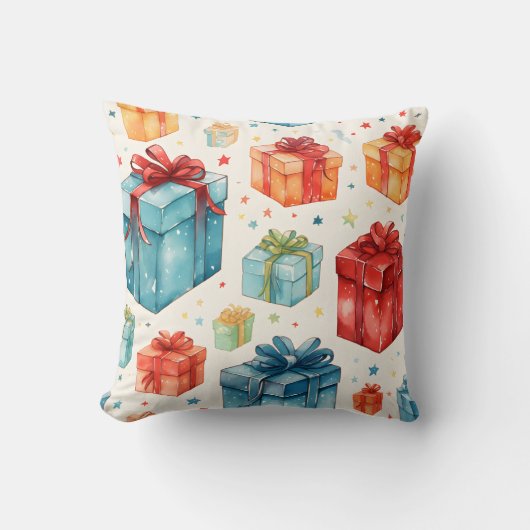 独自のクリスマスボックカラフルスと弓を作成する クッション (正面)