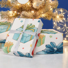 独自のクリスマスボックカラフルスと弓を作成する ラッピングペーパー