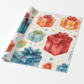 独自のクリスマスボックカラフルスと弓を作成する ラッピングペーパー (アンロールド)