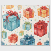 独自のクリスマスボックカラフルスと弓を作成する ラッピングペーパー (フラット)