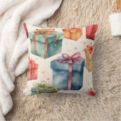 独自のクリスマスボーカラフルドとボックスを作成する クッション (ブランケット)