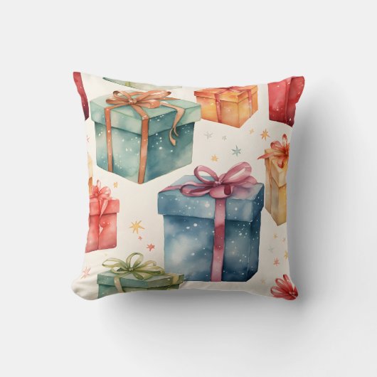 独自のクリスマスボーカラフルドとボックスを作成する クッション (正面)
