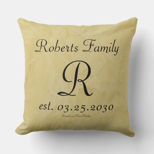 独自のクリームレザーフェイクモノグラムの作成 クッション (正面)