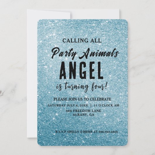 独自のグリッターのパーソナライズされた作成 招待状 (正面)