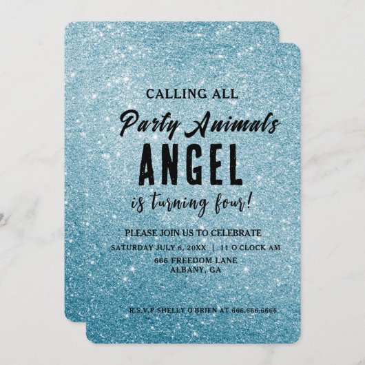 独自のグリッターのパーソナライズされた作成 招待状 (正面/裏面)