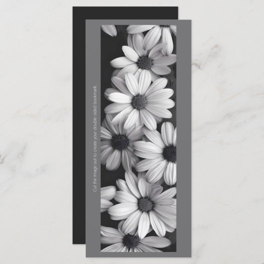 独自のグレーと白のデイジーブックマークの作成 (正面/裏面)