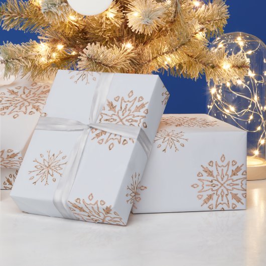 独自のグレーと金ゴールド雪の作成 ラッピングペーパー (クリスマス)
