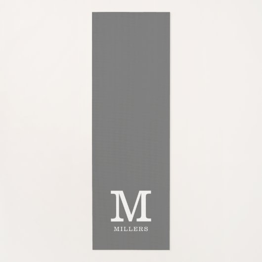 独自のグレーのファミリ名を作成モノグラムのする  ヨガマット (正面)