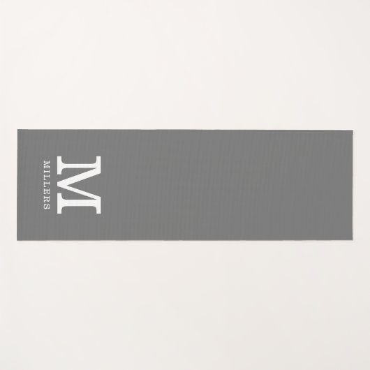 独自のグレーのファミリ名を作成モノグラムのする  ヨガマット (正面(横))