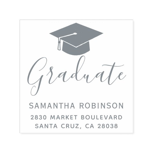 独自のグレーの卒業キャップ差出人住所の作成 セルフインキングスタンプ (デザイン)