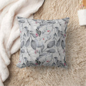 独自のグレーエレガントトーンの赤いホリーを作成 クッション (ブランケット)