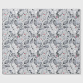 独自のグレーエレガントトーンの赤いホリーを作成 ラッピングペーパー (フラット)