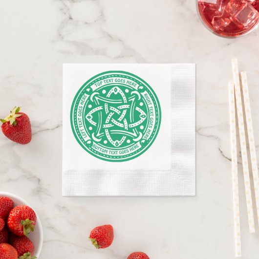 独自のケルト結び目模様シャムロックグリーンアイルランドを作成 縁ありカクテルナプキン (インサイチュ)