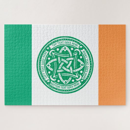 独自のケルト結び目模様Shamrock緑アイルランド ジグソーパズル (横)