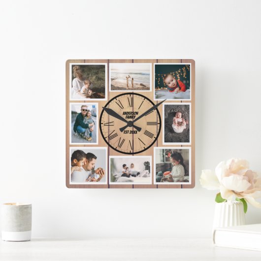 独自のコラージュカスタムイメージの作成 スクエア壁時計 (ホーム)