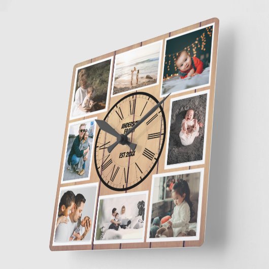 独自のコラージュカスタムイメージの作成 スクエア壁時計 (傾斜)