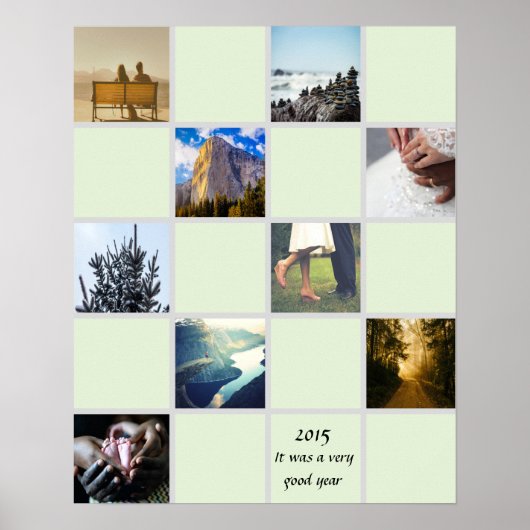 独自のコラージュ写真を作成するミントカスタムカラー ポスター (正面)