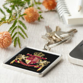 独自のコートを作成する赤い金ゴールド獅子紋章 キーホルダー (側面)