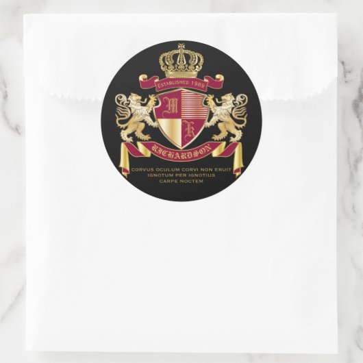 独自のコートを作成する赤い金ゴールド獅子紋章 ラウンドシール (バッグ)