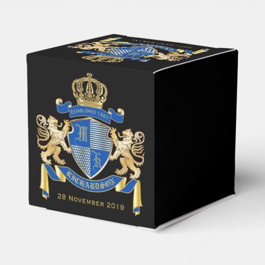 独自のコートを作成する青い金ゴールドライオンの紋章 フェイバーボックス (裏面サイド)