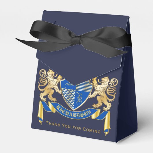 独自のコートを作成する青い金ゴールドライオンの紋章 フェイバーボックス (正面サイド)