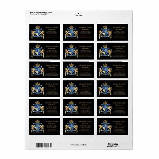 独自のコートを作成する青い金ゴールドライオンの紋章 ラベル (フルシート)