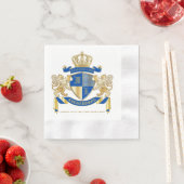 独自のコートを作成する青い金ゴールドライオンの紋章 縁ありカクテルナプキン (インサイチュ)