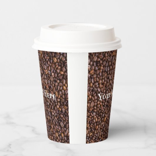独自のコーヒー豆パターンを作成する 紙コップ (左)