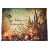 独自のゴシック様式のクリスマス城を作成 ラージペーパーバッグ (正面)