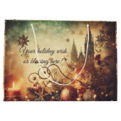 独自のゴシック様式のクリスマス城を作成 ラージペーパーバッグ (裏面)