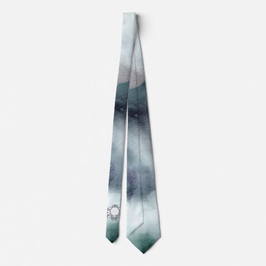独自のゴシック霧の青い水色を作成パーソナライズされた ネクタイ (裏面)