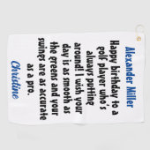 独自のゴルファーを作成する誕生日名前をカスタムする ゴルフタオル (横)