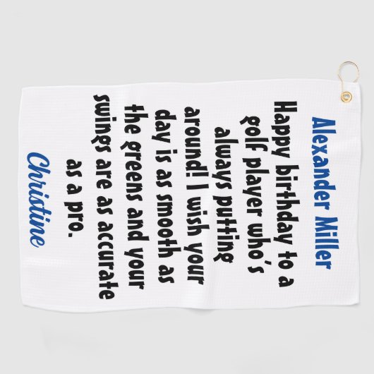 独自のゴルファーを作成する誕生日名前をカスタムする ゴルフタオル (横)