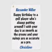 独自のゴルファーを作成する誕生日名前をカスタムする ゴルフタオル (正面)