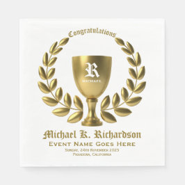 独自のゴールデンカップローレルリースモノグラムを作成 スタンダードランチョンナプキン