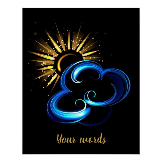 独自のゴールデンサン&ブルークラウドを作成 ポスター (正面)