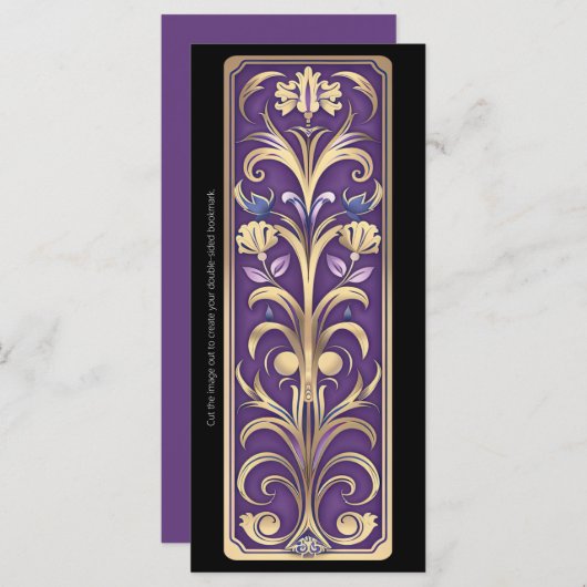 独自のゴールデンパープルアールデコブックマークの作成 (正面/裏面)