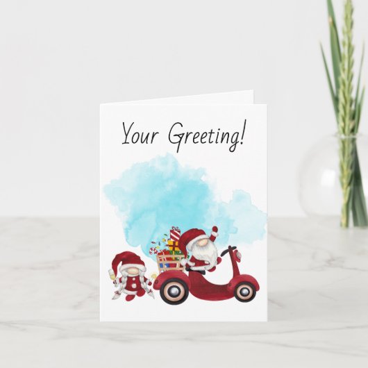 独自のサンタクリスマススクーター格言の作成 シーズンカード (正面)