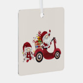 独自のサンタクリスマススクーター格言の作成 メタルオーナメント (正面右)