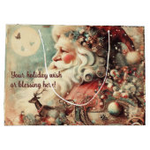 独自のサンタクロースとデコレーションヴィンテージを作成する ラージペーパーバッグ (裏面)