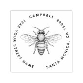 独自のシックなヴィンテージビーのアドレスをカスタム作成 セルフインキングスタンプ (デザイン)