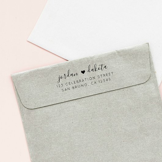 独自のシックな赤結婚差出人住所を作成 セルフインキングスタンプ