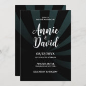 独自のシャドウストライプの結婚作成 招待状 (正面/裏面)