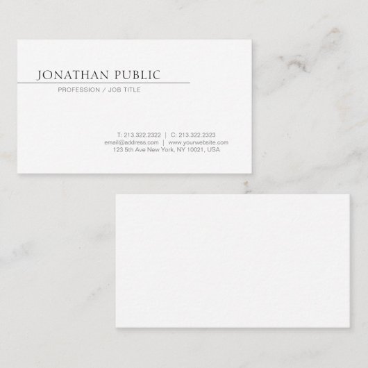 独自のシンプルデザイン白エレガント平野を作成 名刺 (正面/裏面)